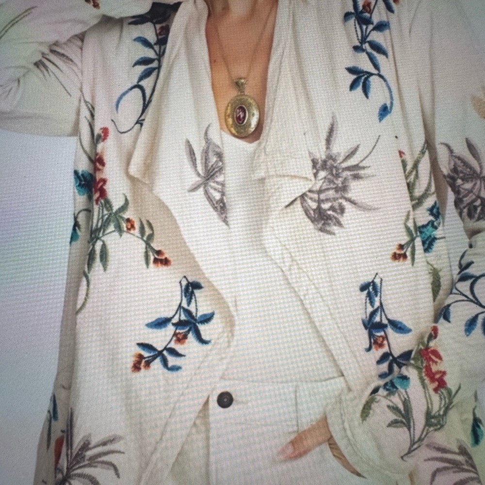 NWOT Johnny Was Leandria Floral Embroidered Cardigan Large